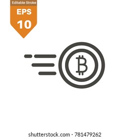 The growing cryptocurrency bitcoin vector icon. Fast growing bitcoin vector icon. Editable stroke icon 