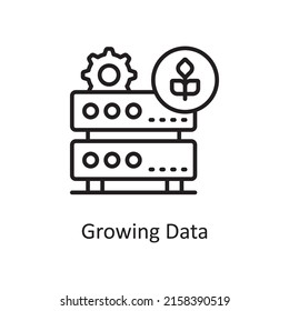 Growing Data vector outline Icon Design illustration. Data Analytic Symbol on White background EPS 10 File