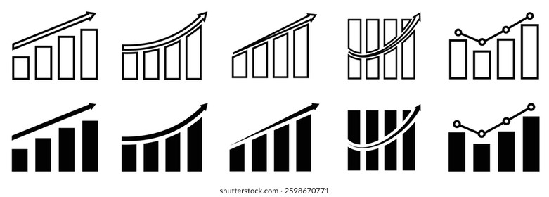 Growing and decline graph icon set.Business chart. Financial rise up. Increase profit. vector illustration - Powered by Shutterstock - Get 15% off with code: PIKWIZARD15