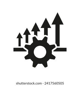 Growing development icon. Gear and arrows. Vector illustration. EPS 10.