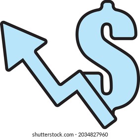 Growing dollar worth, illustration, vector, on a white background.
