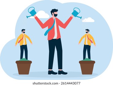 Growing Employee or companies. Support from a manager or colleague. Cooperation of people in the organization. Growth in career advancement.

