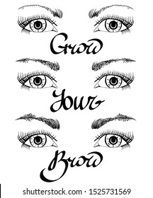 Growing eyebrows out from thin shape in steps poster