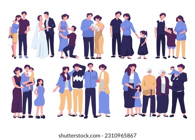 Growing family life stages concept flat style illustration