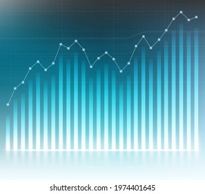 Growing financial chart with data. Business investment and the cryptocurrency market. Vector background