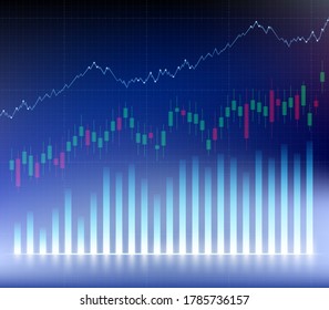 Gráfico y gráfico financiero en crecimiento. Éxito en el negocio de la inversión. Ilustración del vector