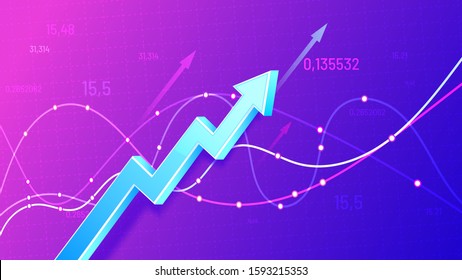 Growing financial schedule 3D arrow. Profit growth, rising chart and finance business statistic vector illustration. Successful business development, revenue increase. Positive stock market trend