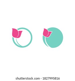 Growing flower or cutting circle logo