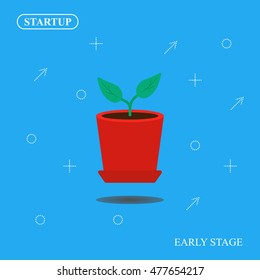 Growing flower on blue background