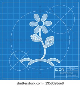 Growing flower sprout in ground illustration. Agriculture vector icon