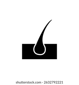 Growing Follicle, Hair Bulb Treatment Solid Flat Vector Icon Isolated on White Background.