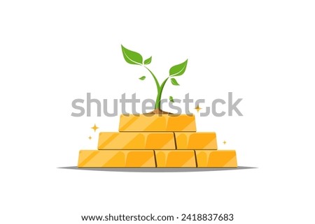 Growing gold bar on isolated background, Digital marketing illustration.