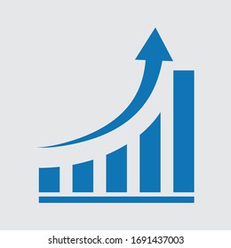 growing graph, bar chart, Flat icon isolated on the white background, flat design vector illustration.