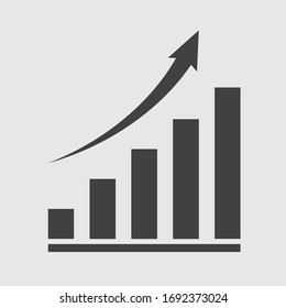 Growing Graph, Bar Chart, Flat Icon Isolated On The White Background, Flat Design Vector Illustration.