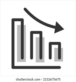 growing graph, bar chart, Flat icon isolated on the white background, flat design vector illustration.