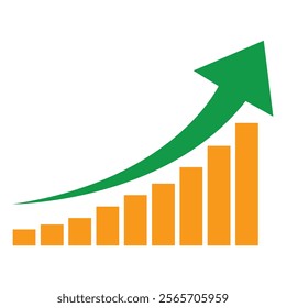 growing graph, bar chart, Flat icon, flat design vector illustration, financial chart, flat style, business