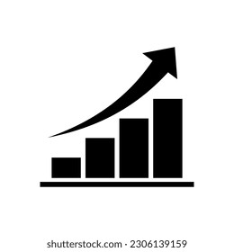 Símbolo de icono de gráfico de barras de gráficos en crecimiento, Diseño plano de diagrama para la interfaz de usuario de la aplicación del logotipo del sitio web, concepto de negocio Progress, ilustración del vector