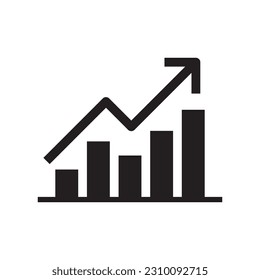 Growing graph bar chart icon symbol, Diagram flat design for web site logo app UI, Progress business concept, Vector illustration