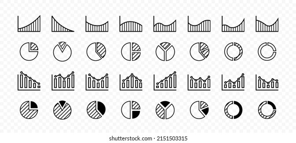 Growing Graph. Growing Graph Bar Flat Linear Icon Collection. Infograpgic Chart Icon Set. Piechart Icons. Statistics, Data Information Infographic. Growing Chart Icon Set. Vector EPS 10