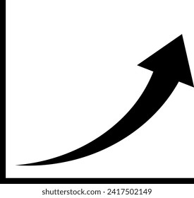 Growing graph bar icon business chart diagram symbol increase finance progress flat black element with arrow growth vector design background