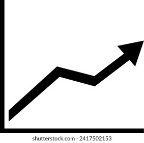 Growing graph bar icon business chart diagram symbol increase finance progress flat black element with arrow growth vector design background