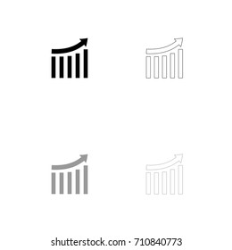 Growing graph black and grey set icon .