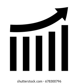 Growing graph black icon .