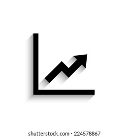 growing graph - black vector icon with shadow