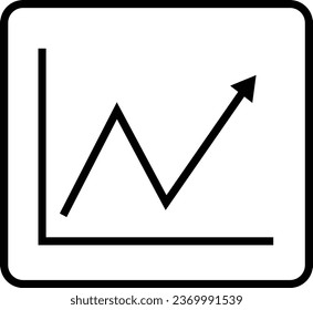 gráfico creciente - icono de vector negro. 