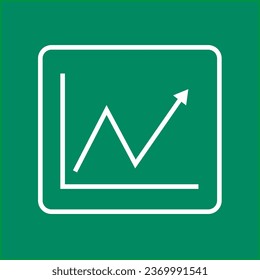 growing graph - black vector icon. 