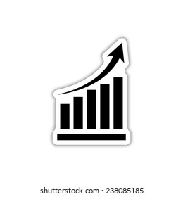 growing graph - black vector icon with shadow