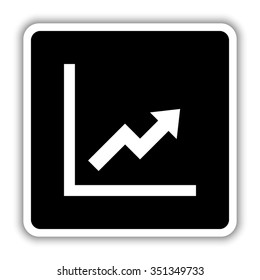 growing graph - black vector icon
