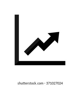 growing graph  - black vector icon