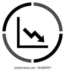 growing graph  - black vector icon