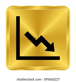 growing graph - black vector icon;  gold button