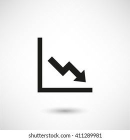 growing graph - black vector  icon with shadow