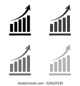 growing graph  - black vector icon