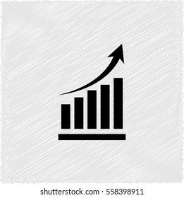 growing graph -  black vector icon