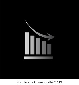 growing graph -  black vector icon