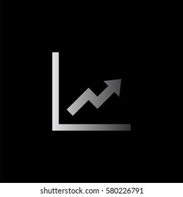 growing graph -  black vector icon