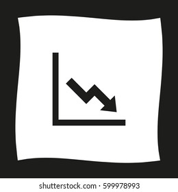 growing graph  - black vector icon