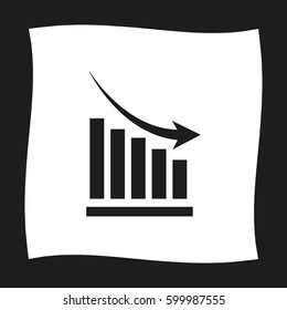 growing graph  - black vector icon