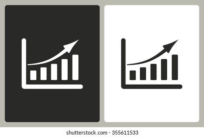 Growing graph -  black and white icons. Vector illustration