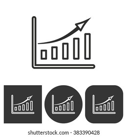Growing graph   -  black and white icons. Vector illustration. 