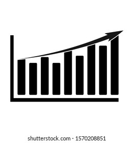 Growing graph, chart vector icon. Flat design sign. Profit up. with arrow. simple vector isolated eps10