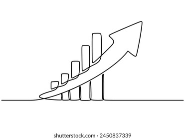 Growing graph in continuous line drawing style Line art business chart