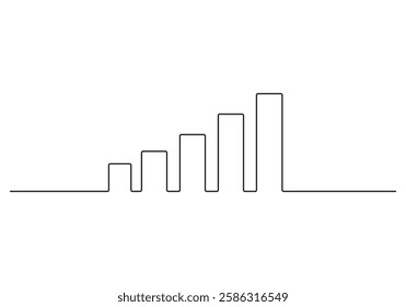 Growing graph in continuous line drawing style business chart icon vector illustration