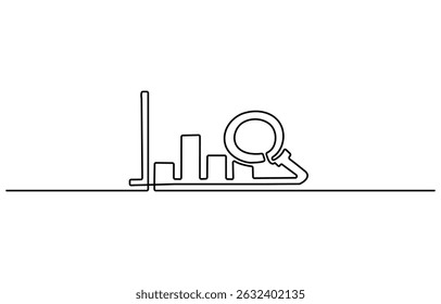 growing graph continuous one line drawing, Growing graph in continuous line drawing style. Line art business chart icon. Vector illustration. Abstract background.