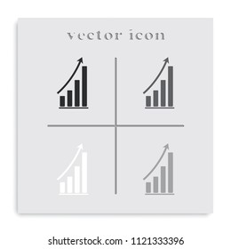 Growing graph flat black and white vector icon.