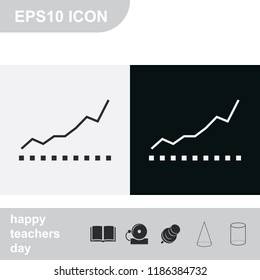 Growing graph flat black and white vector icon.